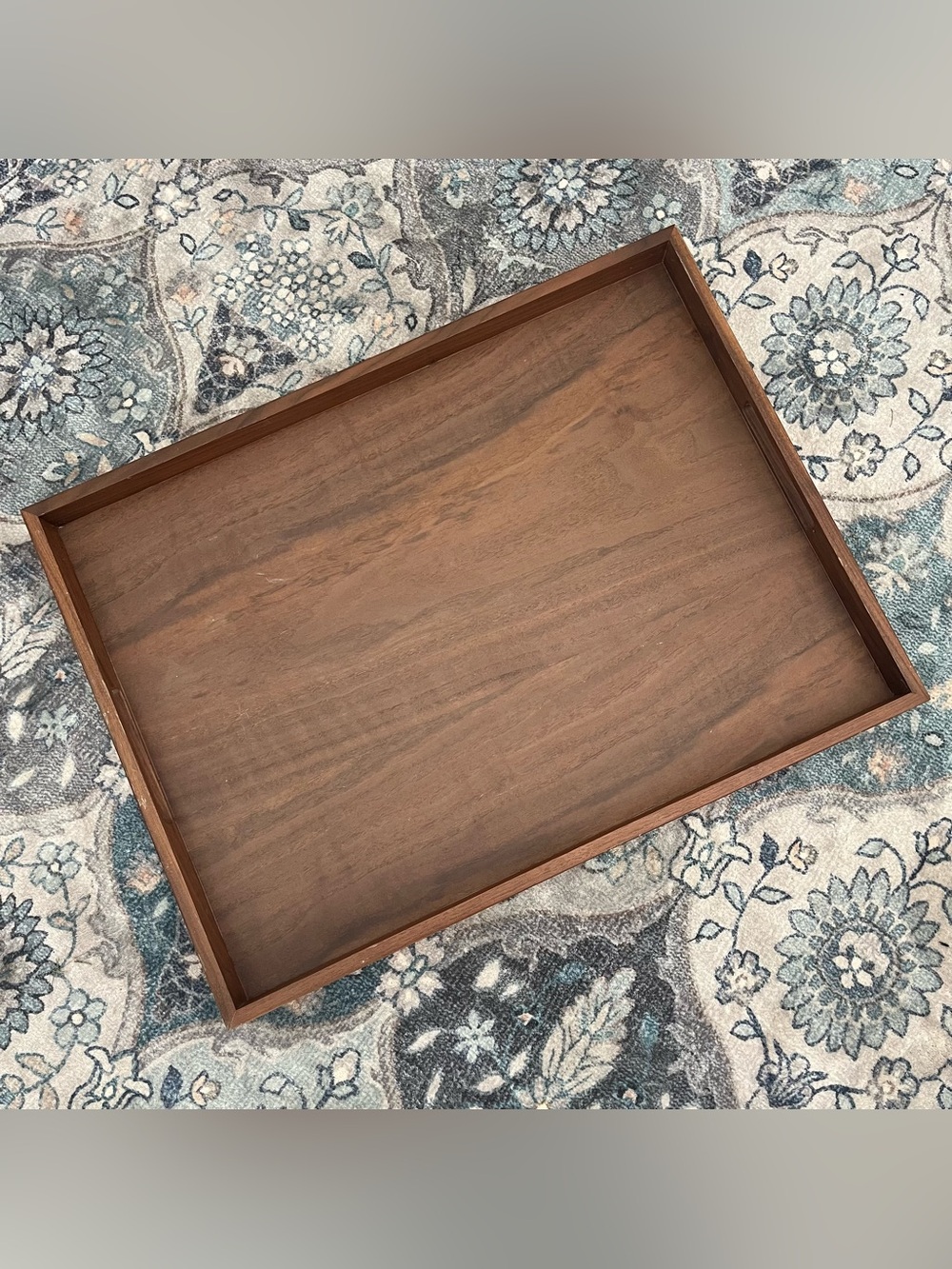 Crate & Barrel Willoughby Large Wooden Rectangular Serving Tray Decor Accent